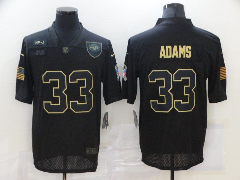 Men New York Jets #33 Adams Black gold lettering 2020 Nike NFL Jersey